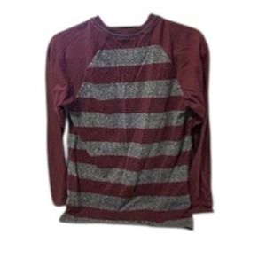 Shaun White Boys XL 16 Maroon Gray Long Sleeve Tee Striped Raglan Shirt